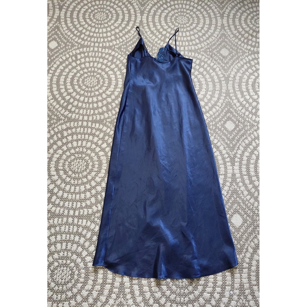 Intime Of California Vintage Blue Satin Applique Gown Nightgown Size S Lingerie‎ - Picture 6 of 9